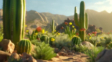 Papier Peint photo Arizona landscape of cactus in the desert 