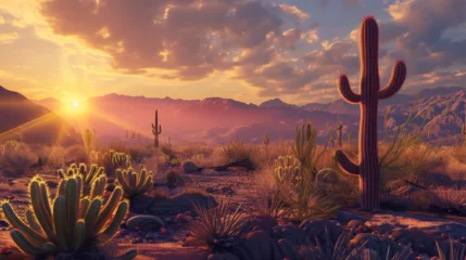 Foto auf Alu-Dibond landscape of cactus in the desert  © ananda