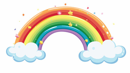 Raster illustration rainbow and cloud