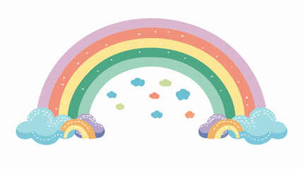 Fototapeta na wymiar Raster illustration rainbow and cloud
