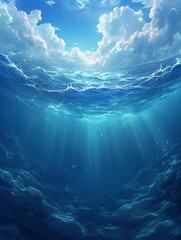 Fototapeta na wymiar illustration with deep underwater ocean scene