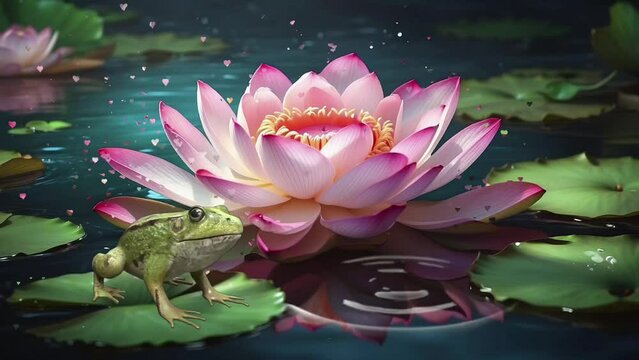 pink water lily seamless looping 4k animation video background