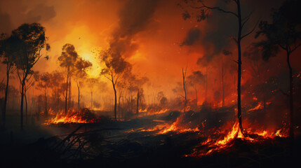 Dry season forest fires happen in tropical forests.