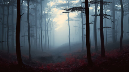 Obraz premium Mysterious dark forest at night