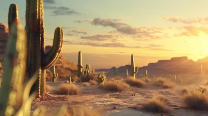 Schilderijen op glas landscape of cactus in the desert  © ananda