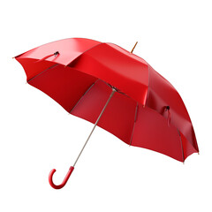 Classic Red Umbrella Open Against Black - Elegance and Protection in Rainy Weather