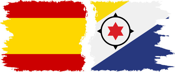 Bonaire and Spain grunge flags connection vector