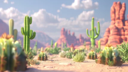 Wandcirkels tuinposter landscape of cactus in the desert  © ananda