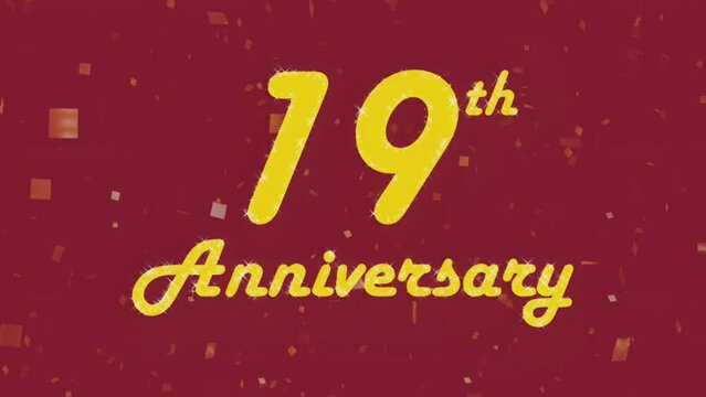 Happy 19th anniversary 004, motion graphic ruby red background.