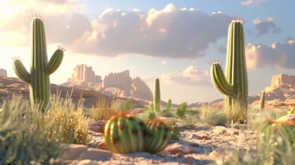 Fotobehang landscape of cactus in the desert  © ananda