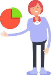 Woman Character Holding Pie Chart
