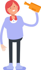 Woman Character Drinking Beer
