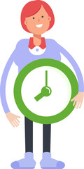 Woman Character Holding Clock
