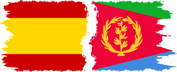 Eritrea and Spain grunge flags connection vector