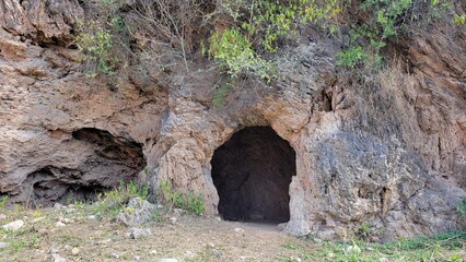 Old cave in Katas Raj Temples,  Qila Katas