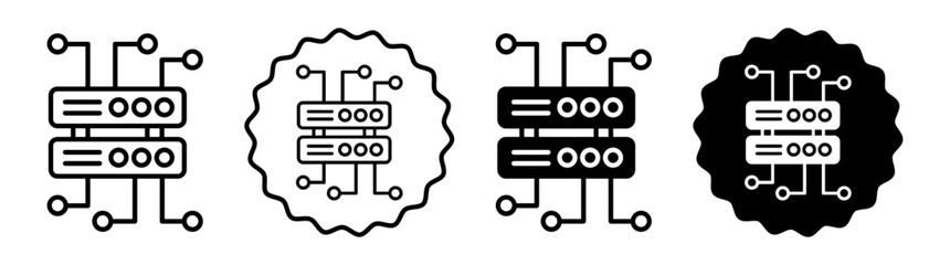 Data architecture set in black and white color. Data architecture simple flat icon vector