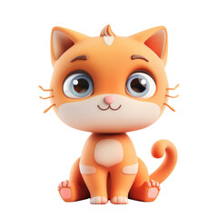 Cat, an icon of a red cat, 3d kitten isolated on a transparent background, png
