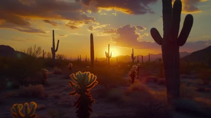 Abwaschbare Fototapete landscape of cactus in the desert  © ananda