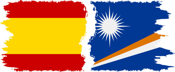 Marshall Islands and Spain grunge flags connection vector