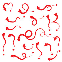 Collection hand drawn arrows. Set simple arrows isolated on white background. Arrow mark icons. Arrow paint - hand drawn arrows vector.