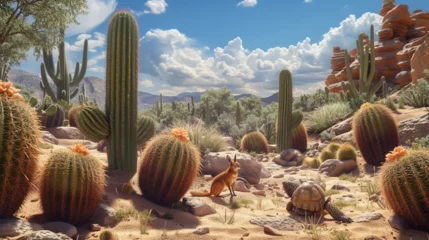 Wandcirkels tuinposter landscape of cactus in the desert  © ananda