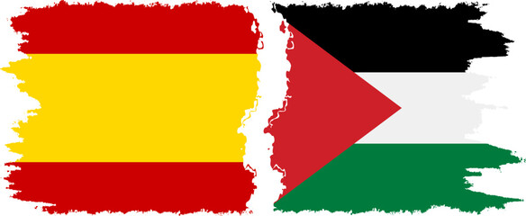 Palestine and Spain grunge flags connection vector