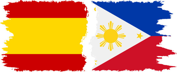 Philippines and Spain grunge flags connection vector