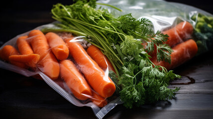 Frozen vegetables in plastic bags mix storage healthy.