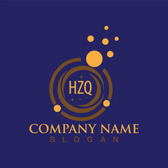 Creative monogram HZQ letter logo design for company branding