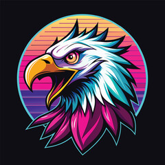 Eagle head mascot logo design on black background. Vector illustration.