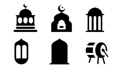 Arabic islamic celebration icon set vector illustration style icon	