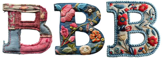Stylish Letter B Embroidery Stitching