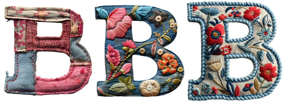 Stylish Letter B Embroidery Stitching