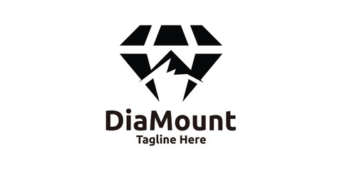 logo design combination of diamond shape with mountain, logo design template symbol, creative idea.