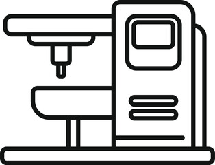 Milling panel machine icon outline vector. Center gear. Beam tool press laser
