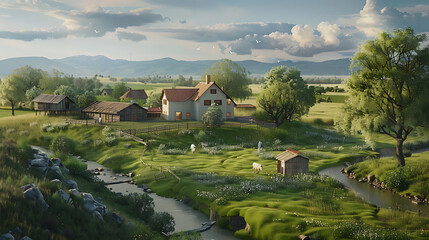 Obraz premium Farm Concept Art with Fantasy Elements