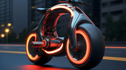 Futuristic electric unicycles transportation
