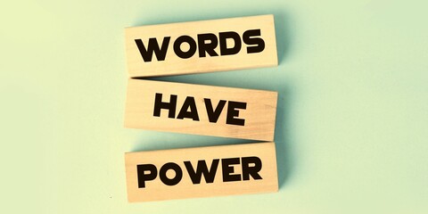 "words have power" word made with building blocks