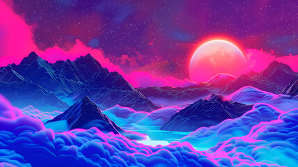 Synthwave Sunglasses on Neon Striped Surface