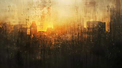 Abstract Urban Sunrise with Textured Gradient