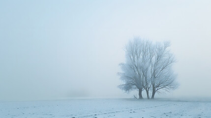 Winter Solitude with Lone Tree