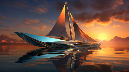 Futuristic sailboat - obrazy, fototapety, plakaty