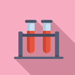 Test tubes stand icon flat vector. System shield. Medical dose vaccination