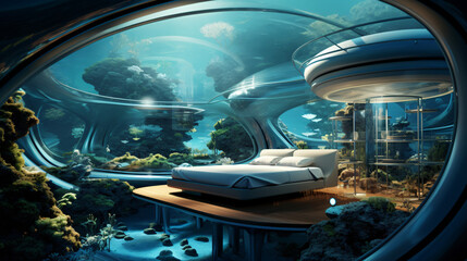 Futuristic underwater habitats architecture