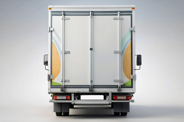 back view of white delivery truck mockup