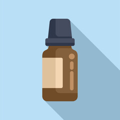 Medical bottle icon flat vector. Strong potion vitamin. System jab remedy