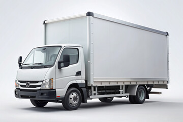 side view white delivery truck mockup