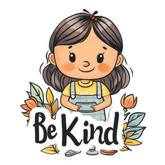 Little girl with a "Be Kind" banner cute sticker