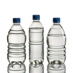 Three water bottles isolated on white with clipping path