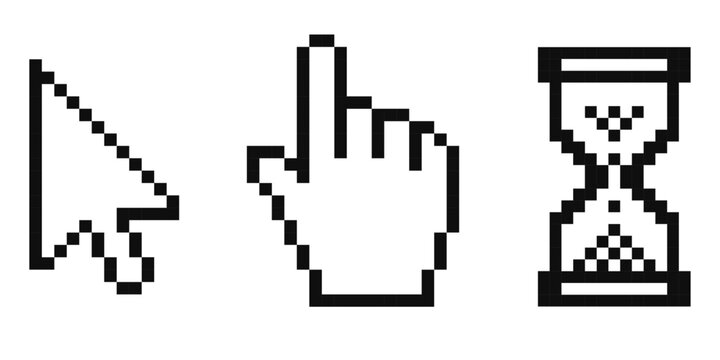 Classic retro computer pixel cursor icons